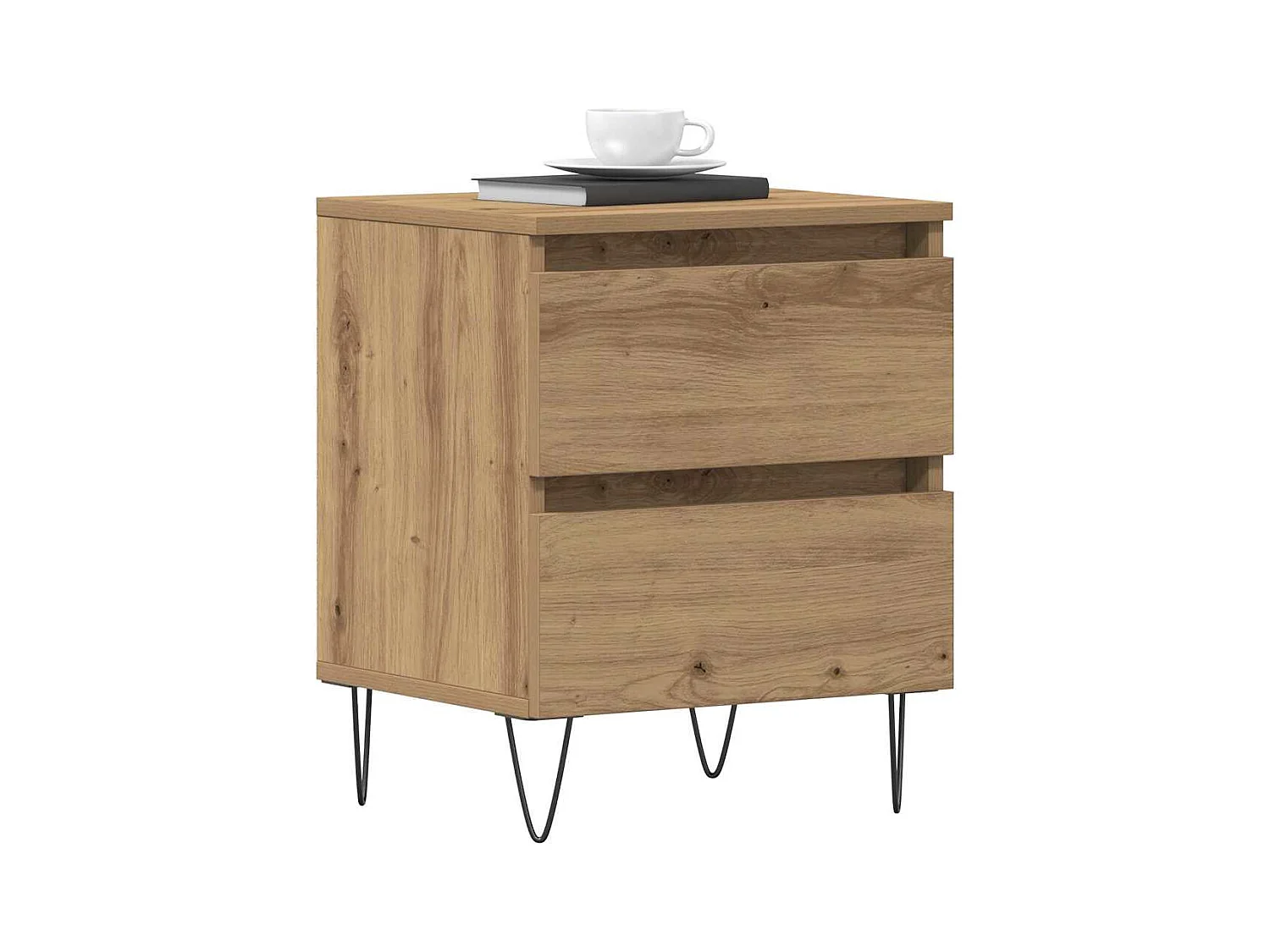 Table de chevet-Table d'appoint avec tiroir chêne artisanal 40x35x50 cm