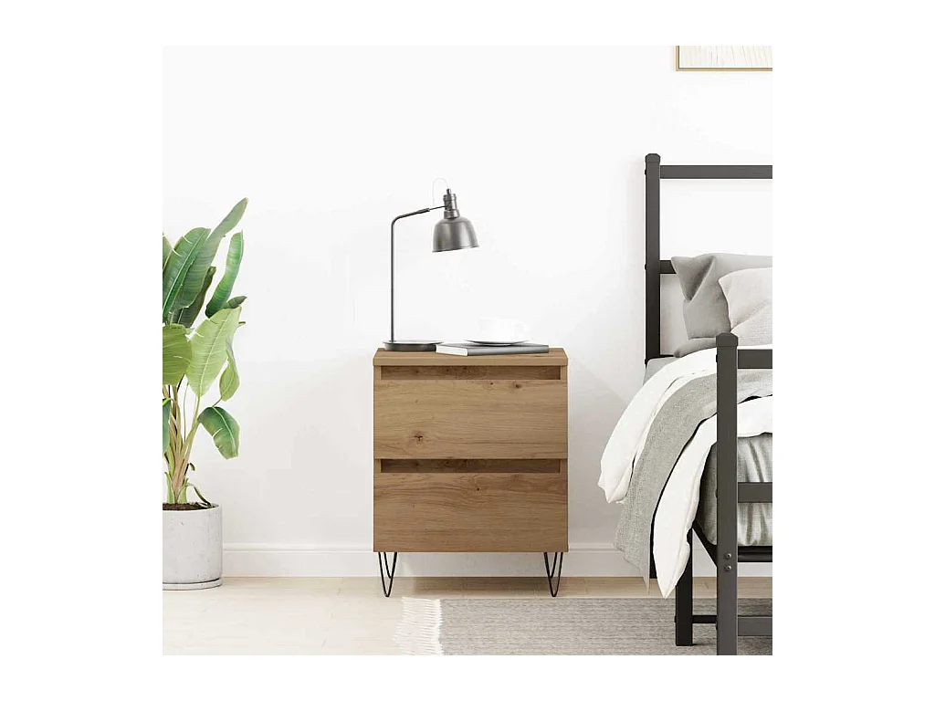 Table de chevet-Table d'appoint avec tiroir chêne artisanal 40x35x50 cm