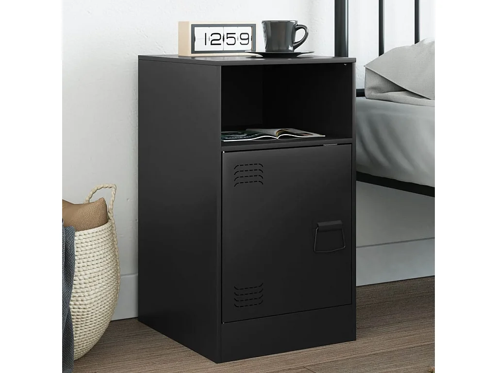 Nachttisch-Beistelltisch-Nachtschrank Schwarz 34,5x39x62 cm Stahl SHL26759