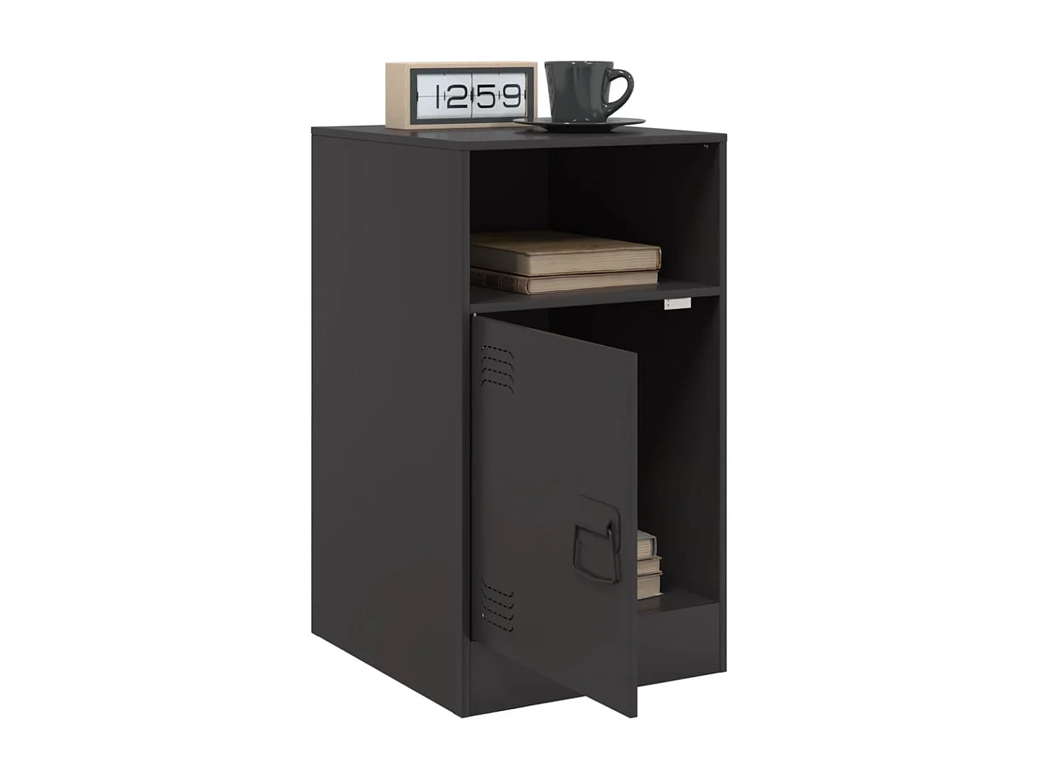 Nachttisch-Beistelltisch-Nachtschrank Schwarz 34,5x39x62 cm Stahl SHL26759