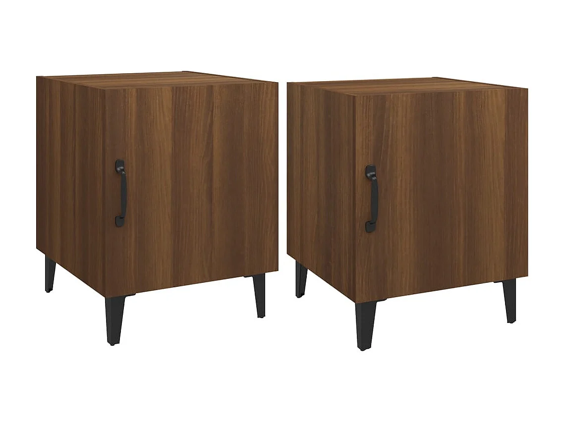 Mesita de noche | Mesilla de noche 2 uds madera contrachapada color roble marrón