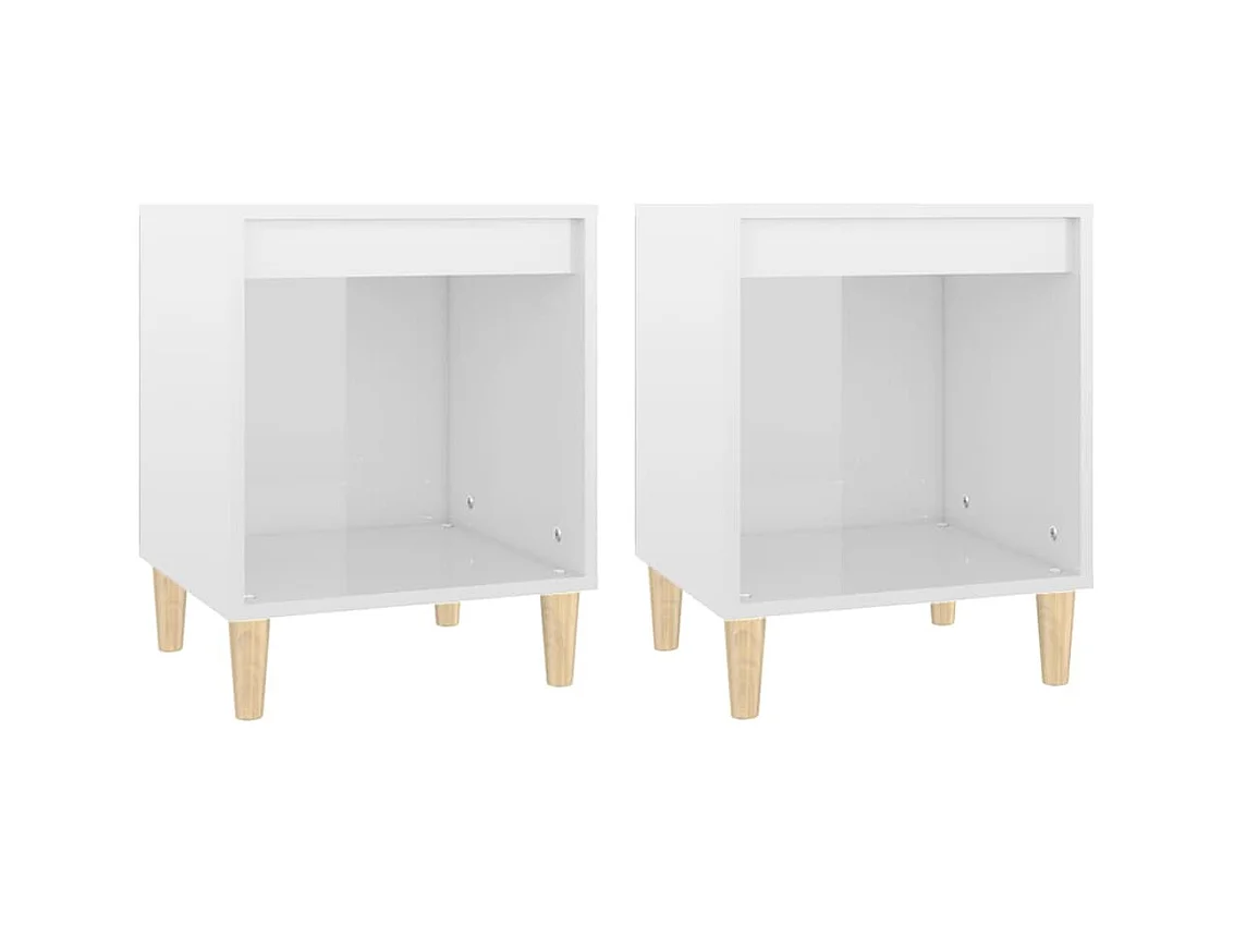 Tables de chevet lot de 2 avec compartiments ouverts Blanc brillant 40x35x50 cm
