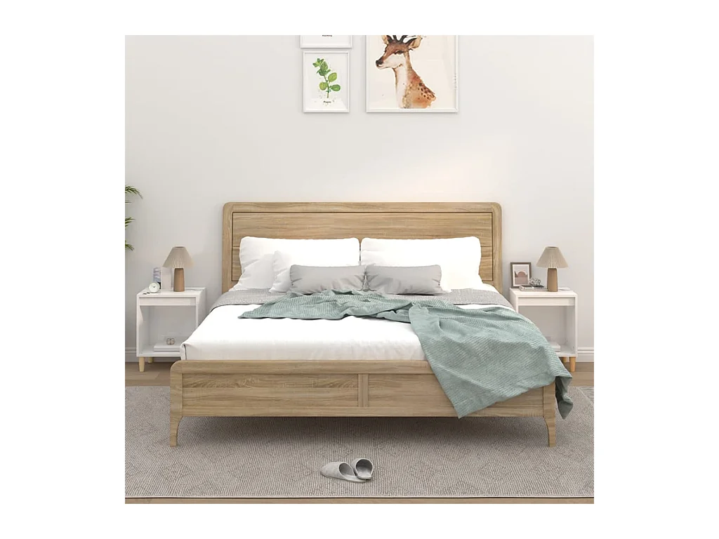 Tables de chevet lot de 2 avec compartiments ouverts Blanc brillant 40x35x50 cm