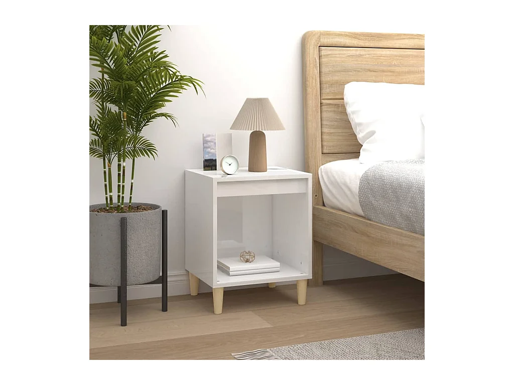 Tables de chevet lot de 2 avec compartiments ouverts Blanc brillant 40x35x50 cm