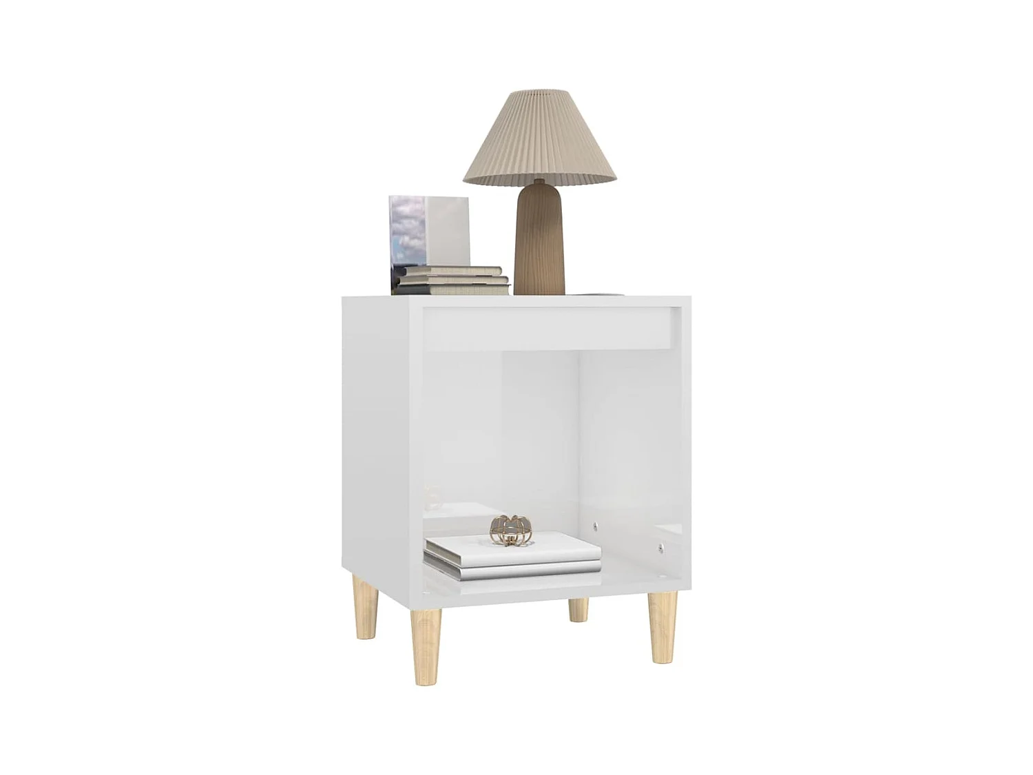 Tables de chevet lot de 2 avec compartiments ouverts Blanc brillant 40x35x50 cm