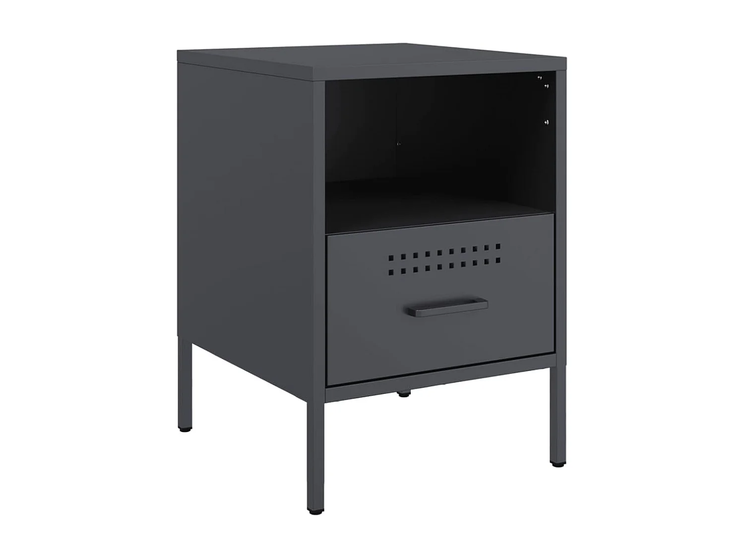 Nachttisch 2er Set-Beistelltisch-Nachttischkommode Anthrazit 36x39x50,5 cm Stahl SHL93835