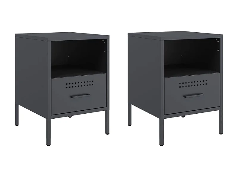 Tables de chevet lot de 2 avec rangement anthracite 36x39x50,5 cm acier