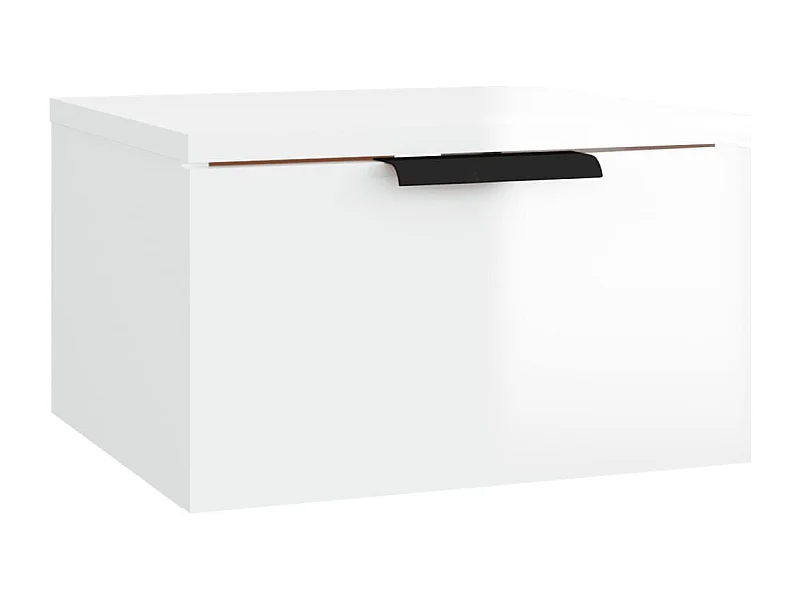 Mesita de noche | Mesilla de noche de pared blanco brillante 34x30x20 cm