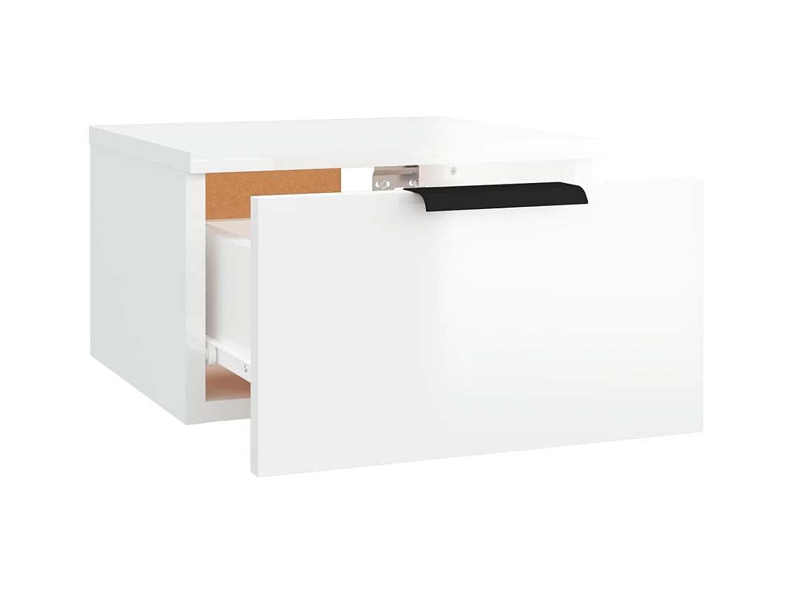 Table de chevet-Petite Table d'appoint-Table de nuit murale blanc brillant 34x30x20 cm