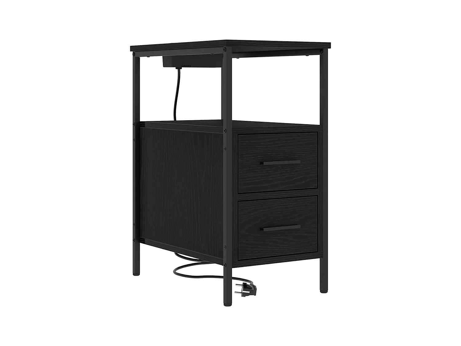 Mesa de Noche | Mesa auxiliar con cajón 2 uds. Roble negro 30x48x61 cm