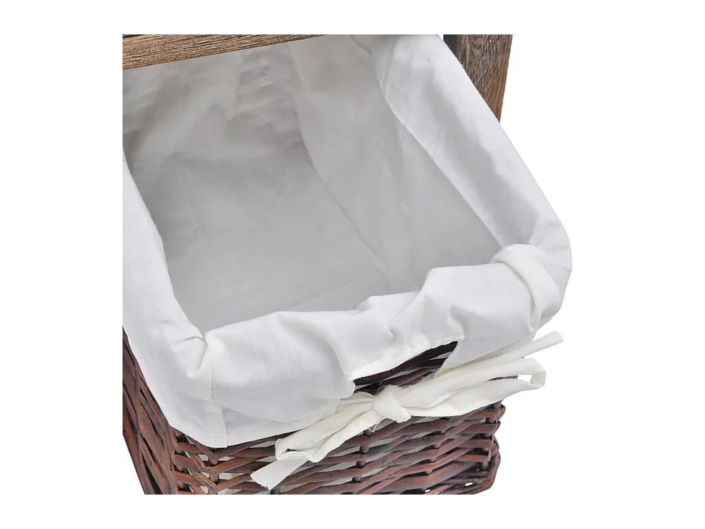 Table de chevet-Tables d'appoint 2 pcs 1xtiroir,1xpanier en osier Bois Marron