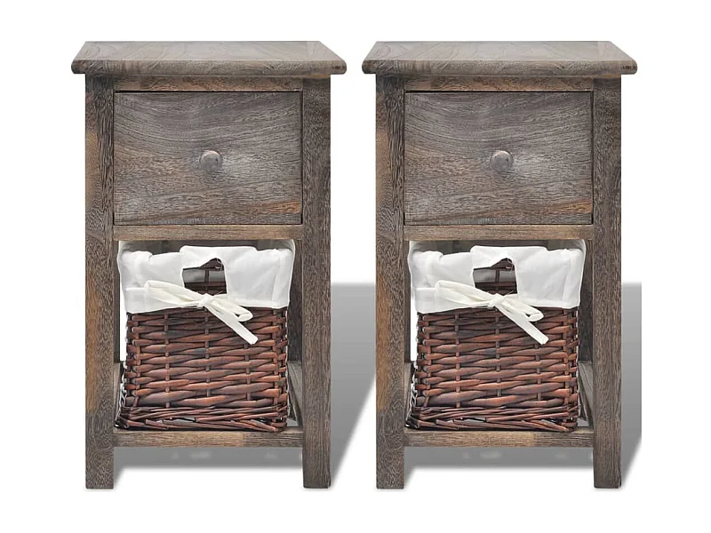 Nachttisch 2er Set-Beistelltisch Holz Braun SHL47741