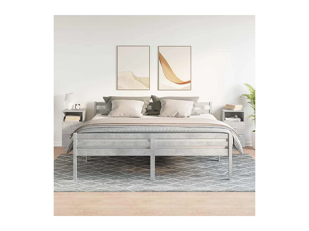 Mesillas de noche | Mesita de noche 2 uds con 2 cajones gris cemento 36x36x68 cm