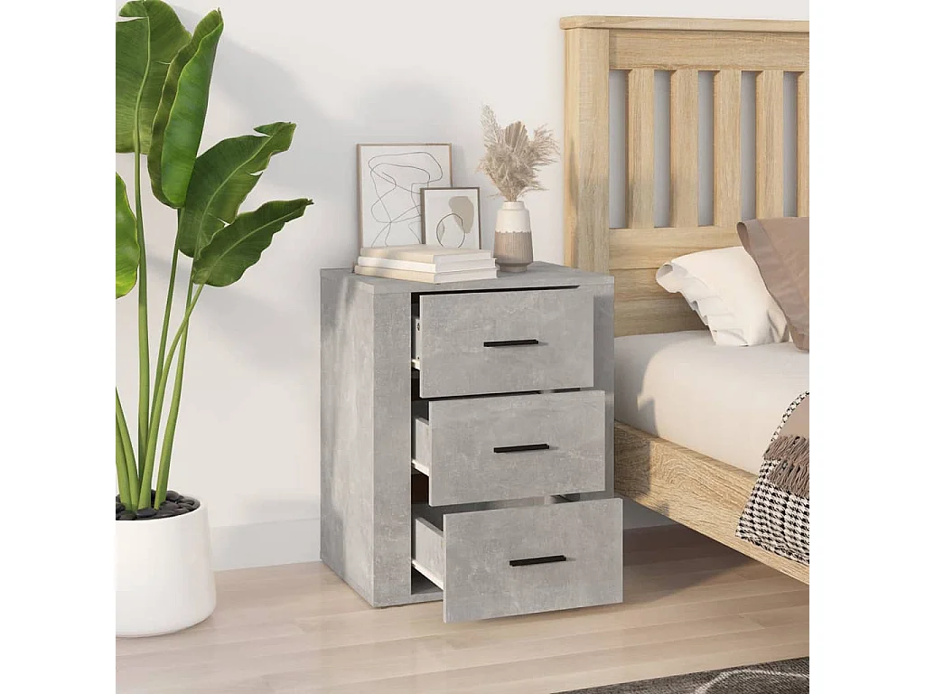 Nachttisch-Beistelltisch Betongrau 50x36x60 cm Holzwerkstoff SHL72294