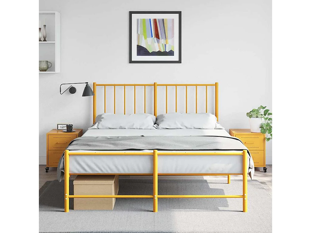 Nachttisch 2er Set-Beistelltisch-Nachttischkommode Senfgelb 36x39x43,5 cm Stahl SHL90403