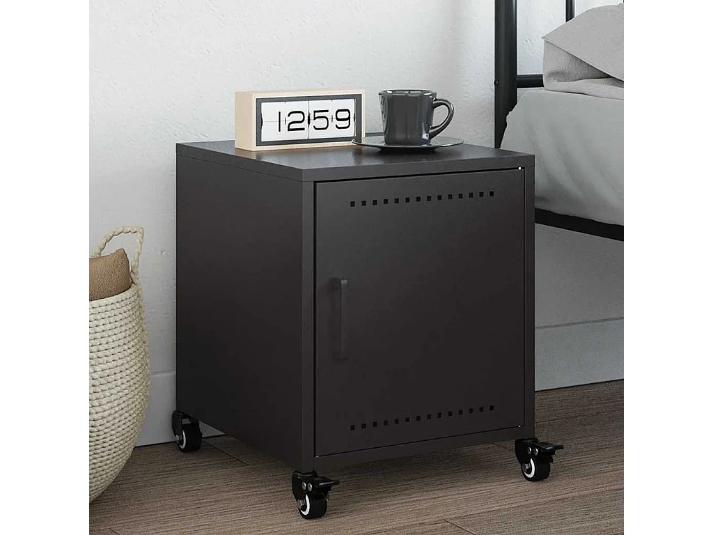 Nachttisch-Beistelltisch-Nachtschrank Schwarz 36x39x43,5 cm Stahl SHL49859
