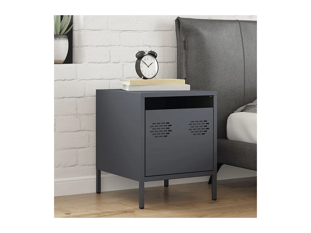 Table de chevet Étroite-Table d'appoint-Table de nuit anthracite 35x39x43,5 cm acier