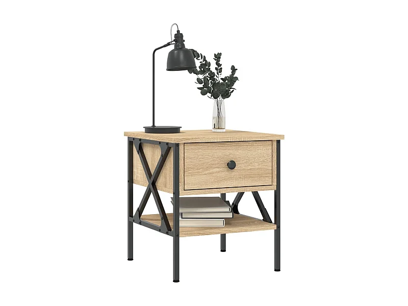 Mesa de Cabeceira | Criado-mudo Moderno 40x42x45 cm derivados madeira carvalho sonoma