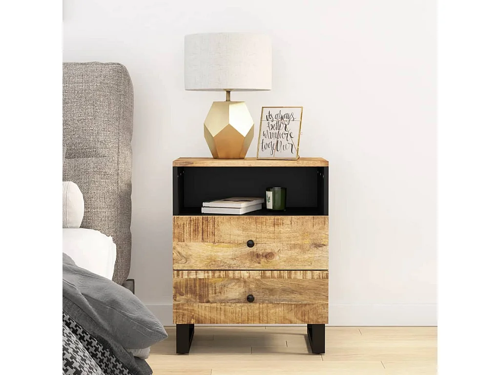 Mesita de noche | Mesilla de noche madera mango madera contrachapada 50x33x62 cm