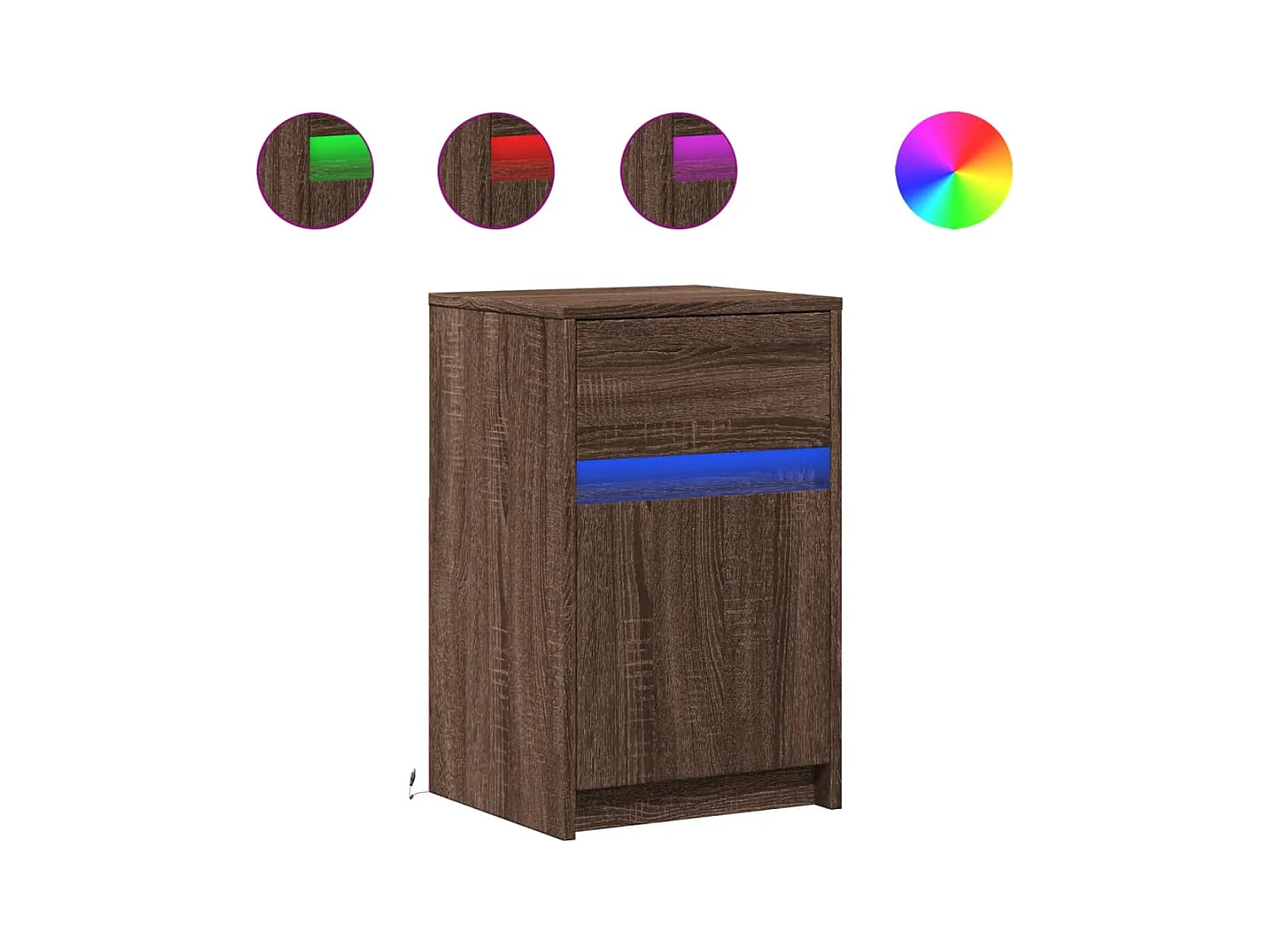 Mesitas de noche | Mesilla de noche luces LED 2 uds madera ingeniería roble marrón