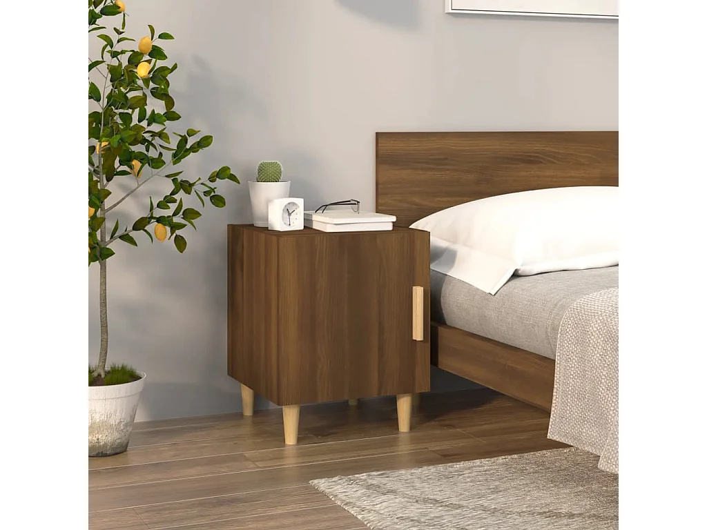 Tables de chevet lot de 2 avec Rangement Chêne marron Bois d'ingénierie