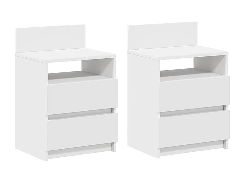 Tables de chevet lot de 2 avec 2 tiroirs blanc 40x33x60 cm