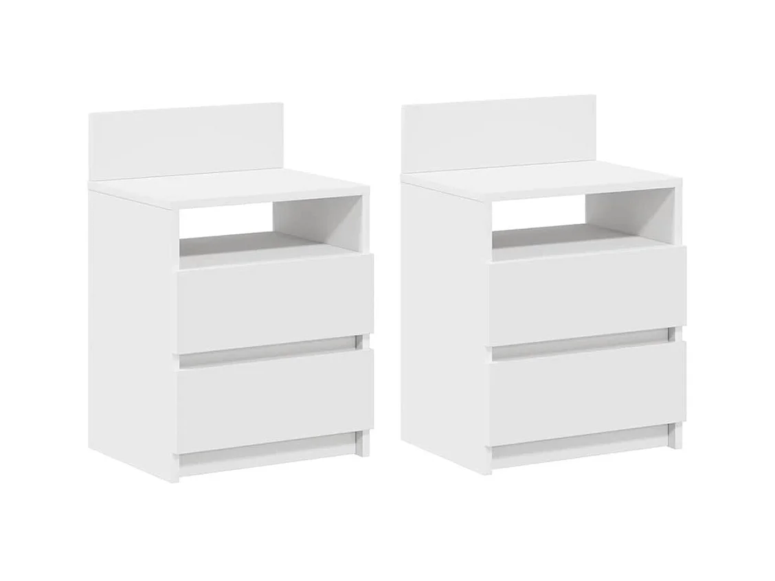 Tables de chevet lot de 2 avec 2 tiroirs blanc 40x33x60 cm