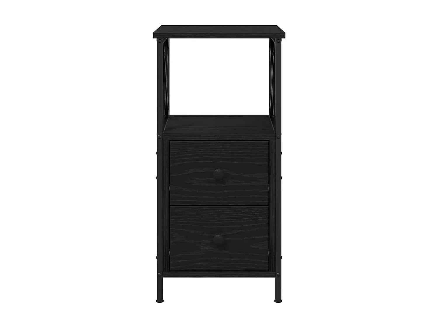 Mesita de Noche | Mesa auxiliar con cajón Roble negro 34x35.5x70 cm