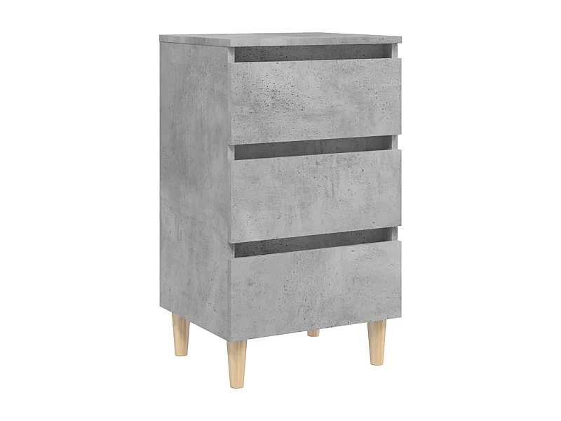 Table de chevet-Petite Table d'appoint avec pieds en bois solide gris béton 40x35x69cm