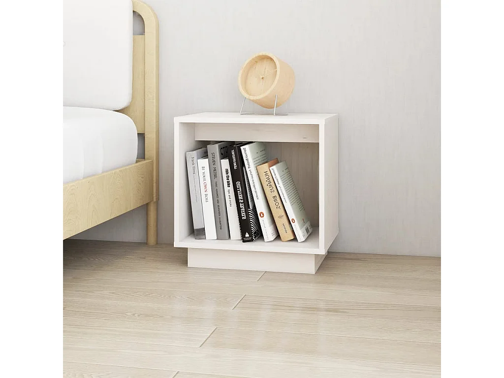 Mesitas de noche | Mesilla de noche 2 uds madera maciza de pino blanco 40x30x40 cm