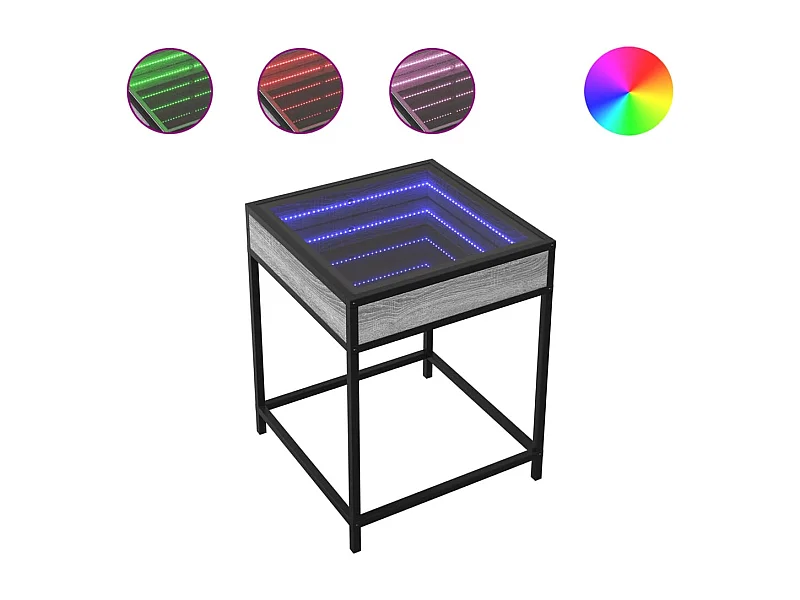 Nachtkastje | Bijzettafel Modern | Opbergkastje met Infinity LED 40x40x51 cm grijs sonoma eiken
