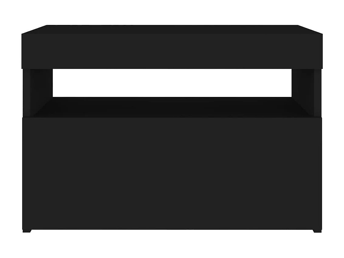 Mesitas de noche | Mesilla de noche luces LED 2 uds contrachapada negro 60x35x40cm