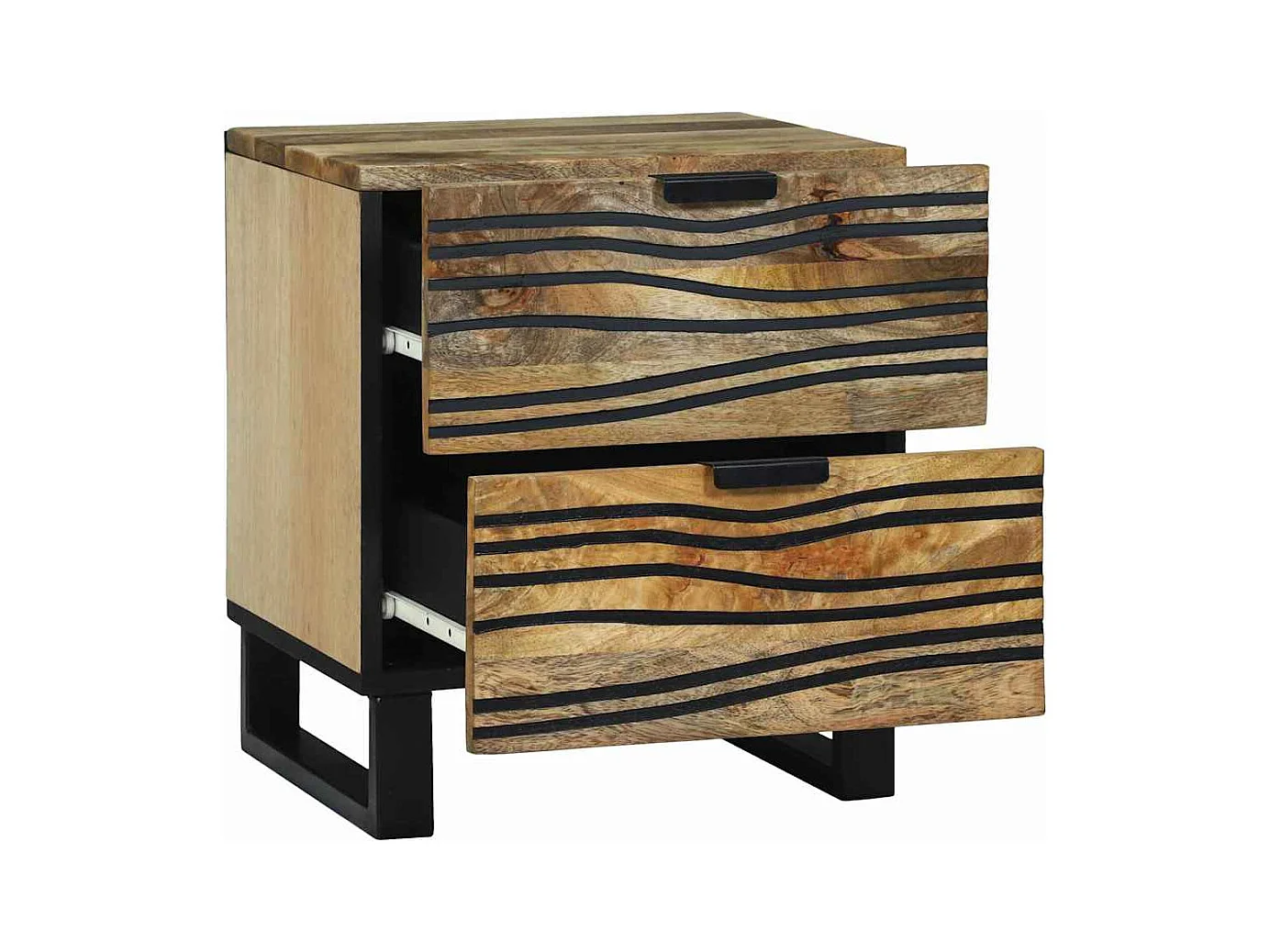 Mesita de Noche | Armario de Noche Marrón 40x33x46 cm madera maciza de mango