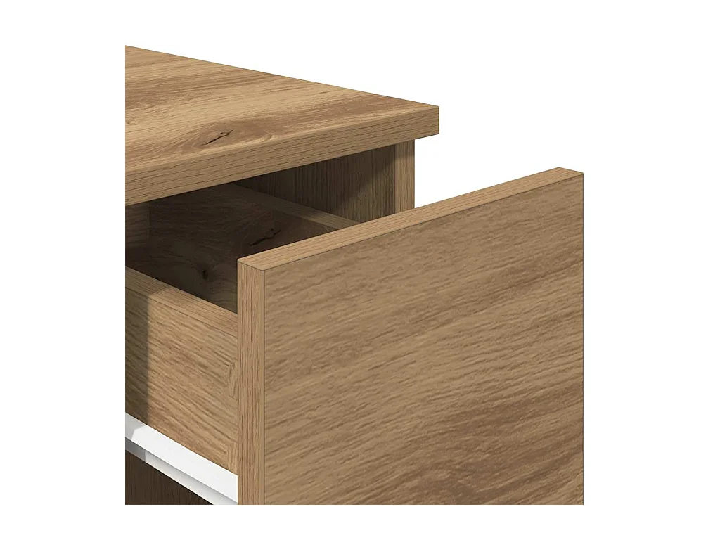 Mesillas de noche | Mesita de noche con cajón 2 uds roble artesanal 20x36x60 cm