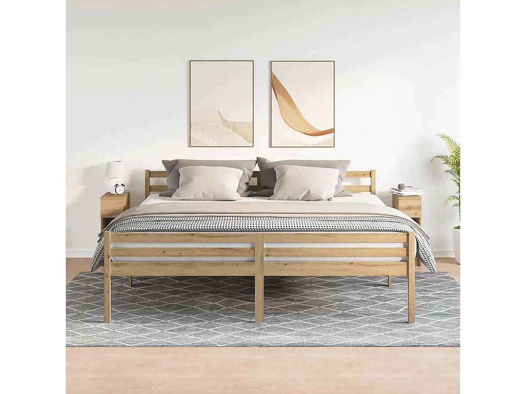 Lot de 2 Tables de chevet avec tiroir chêne artisanal 20x36x60 cm