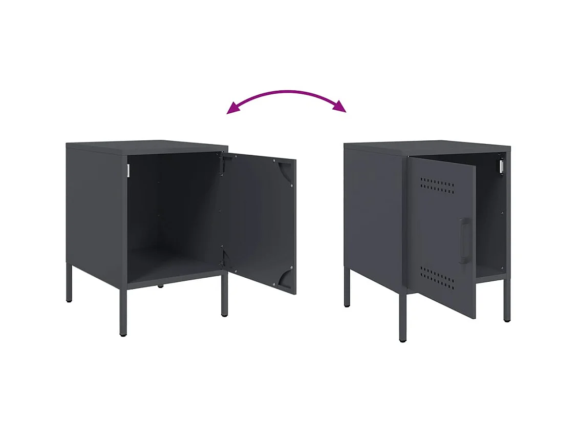 Tables de chevet lot de 2 avec tiroirs anthracite 36x39x50,5 cm acier