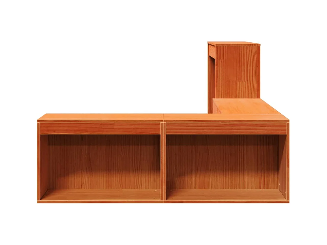 Table de chevet avec bureau cire marron bois de pin massif