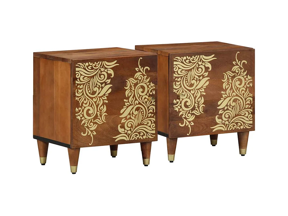 Mesita de Noche | Mesa auxiliar | Armario de Noche 2 uds. Marrón miel 40x33x46 cm