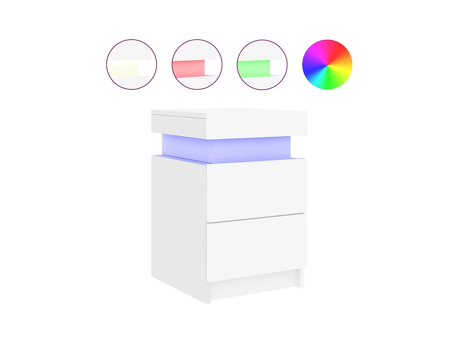 Mesitas de noche | Mesilla de noche con luces LED 2 unidades blanco 35x39x55 cm