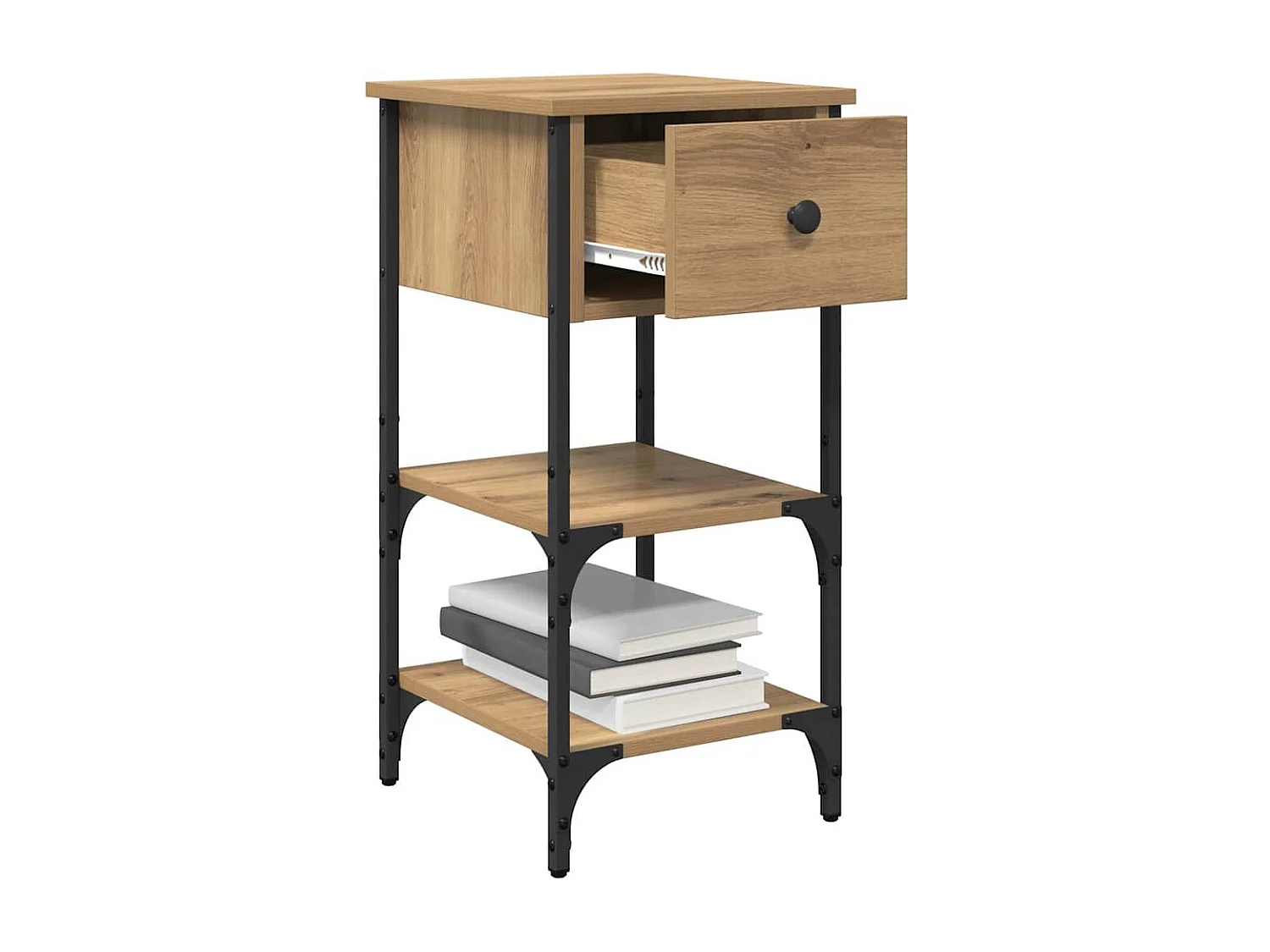 Lot de 2 Tables de chevet avec Étagères de rangement chêne artisanal 34x36x70 cm