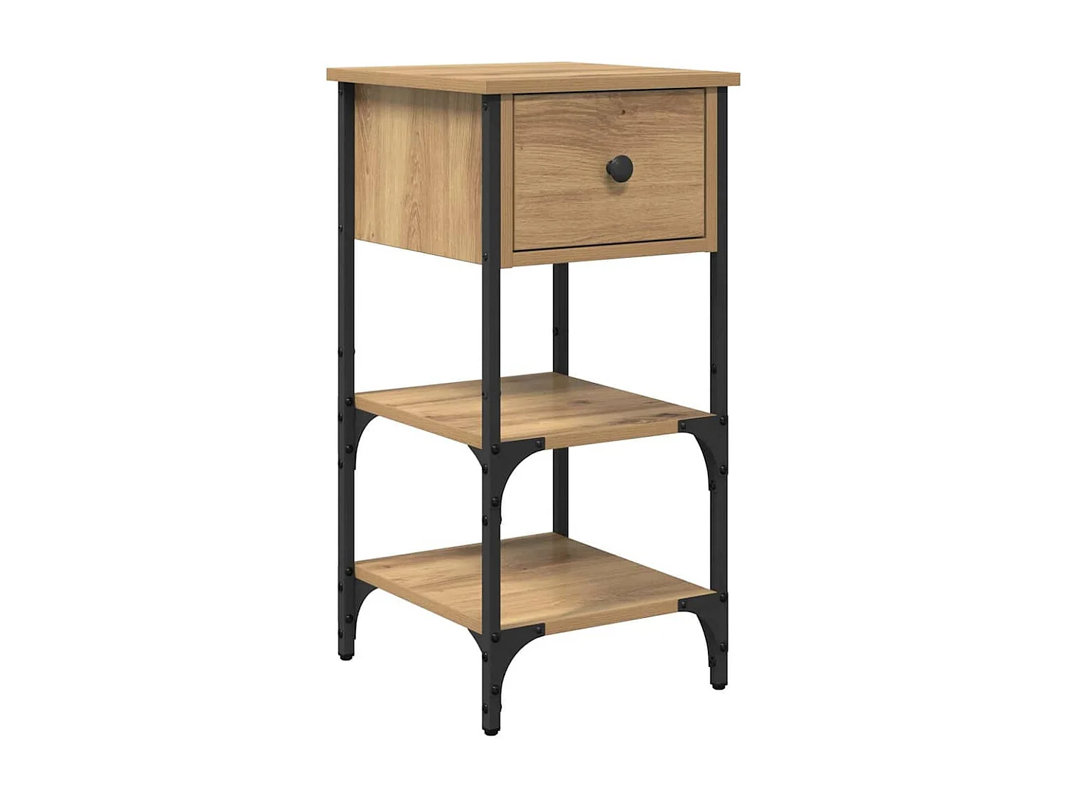 Lot de 2 Tables de chevet avec Étagères de rangement chêne artisanal 34x36x70 cm