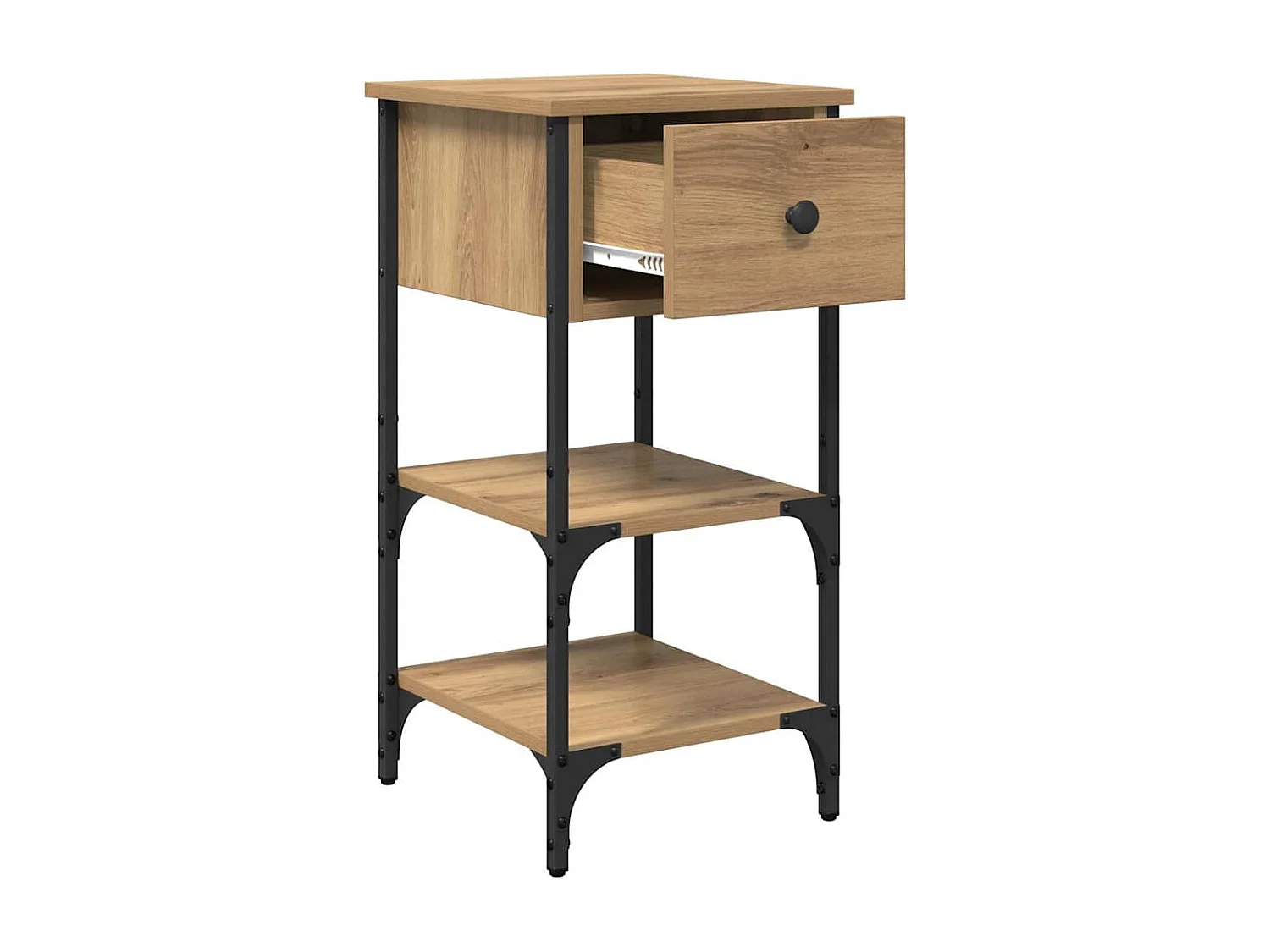 Lot de 2 Tables de chevet avec Étagères de rangement chêne artisanal 34x36x70 cm