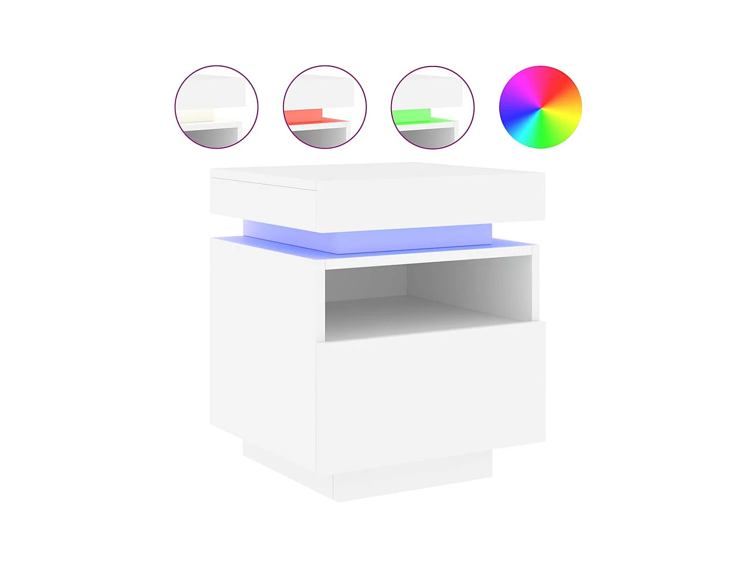 Pack 2 uds Mesitas de noche | Mesilla de noche con luces LED blanco 40x39x48,5 cm