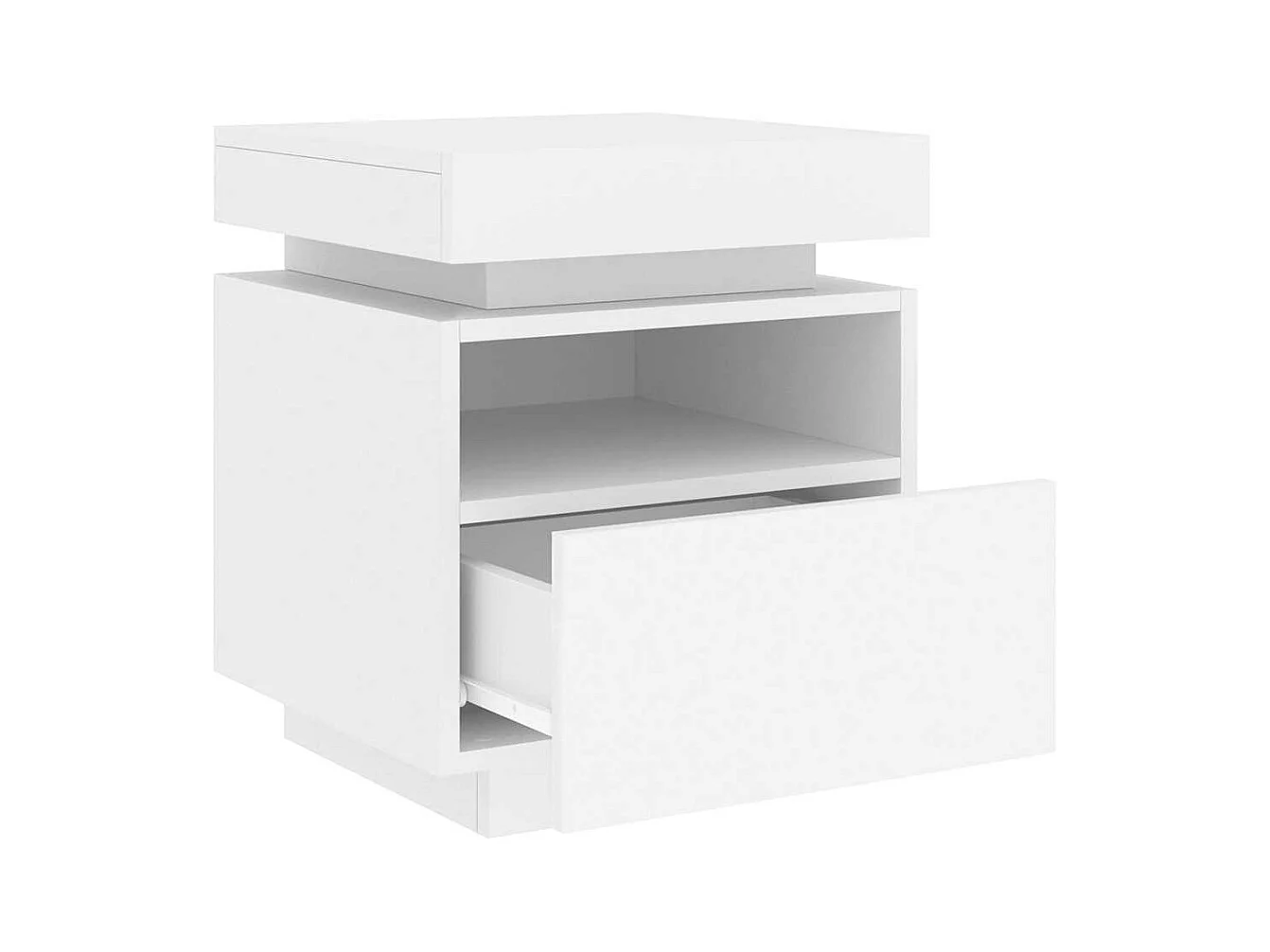 Pack 2 uds Mesitas de noche | Mesilla de noche con luces LED blanco 40x39x48,5 cm