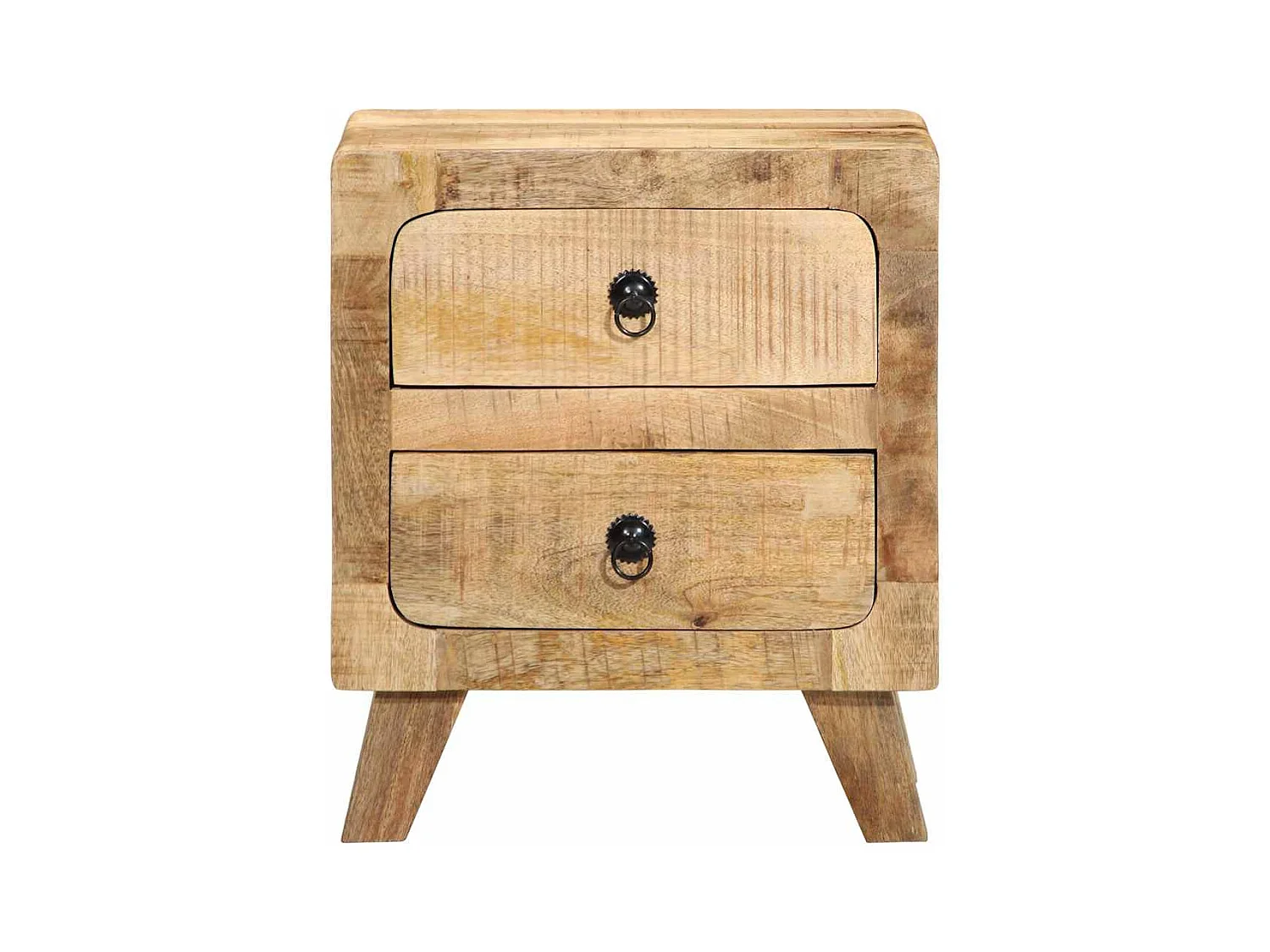 Mesilla de noche | Mesita de noche 2 uds 40x32x46 cm madera mango rugosa