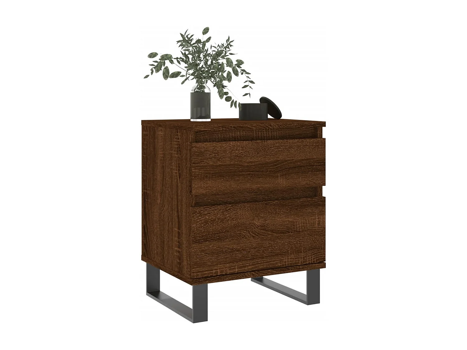 Nachttisch 2er Set-Beistelltisch-Nachttischkommode Braun Eichen-Optik 40x35x50 cm Holzwerkstoff SHL98637