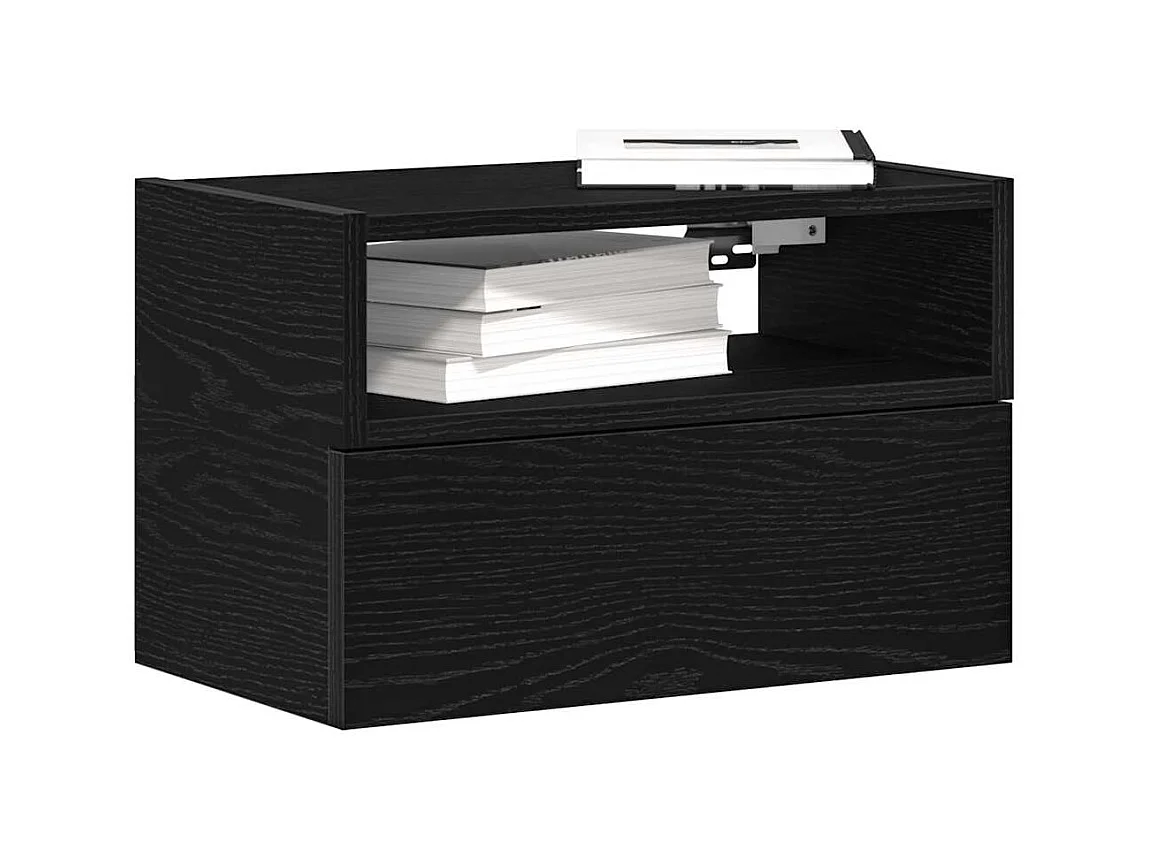Mesitas de noche | Mesilla de noche de pared 2 unidades negra 45x26x28,5 cm