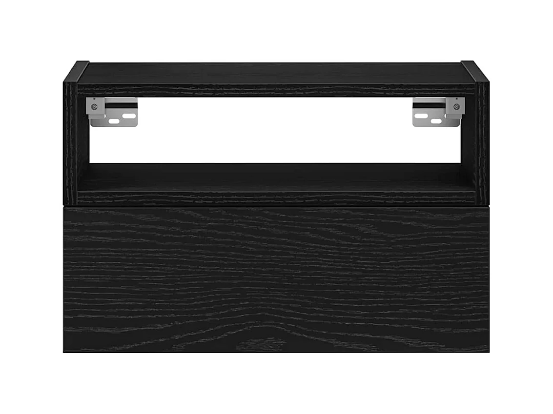 Mesitas de noche | Mesilla de noche de pared 2 unidades negra 45x26x28,5 cm