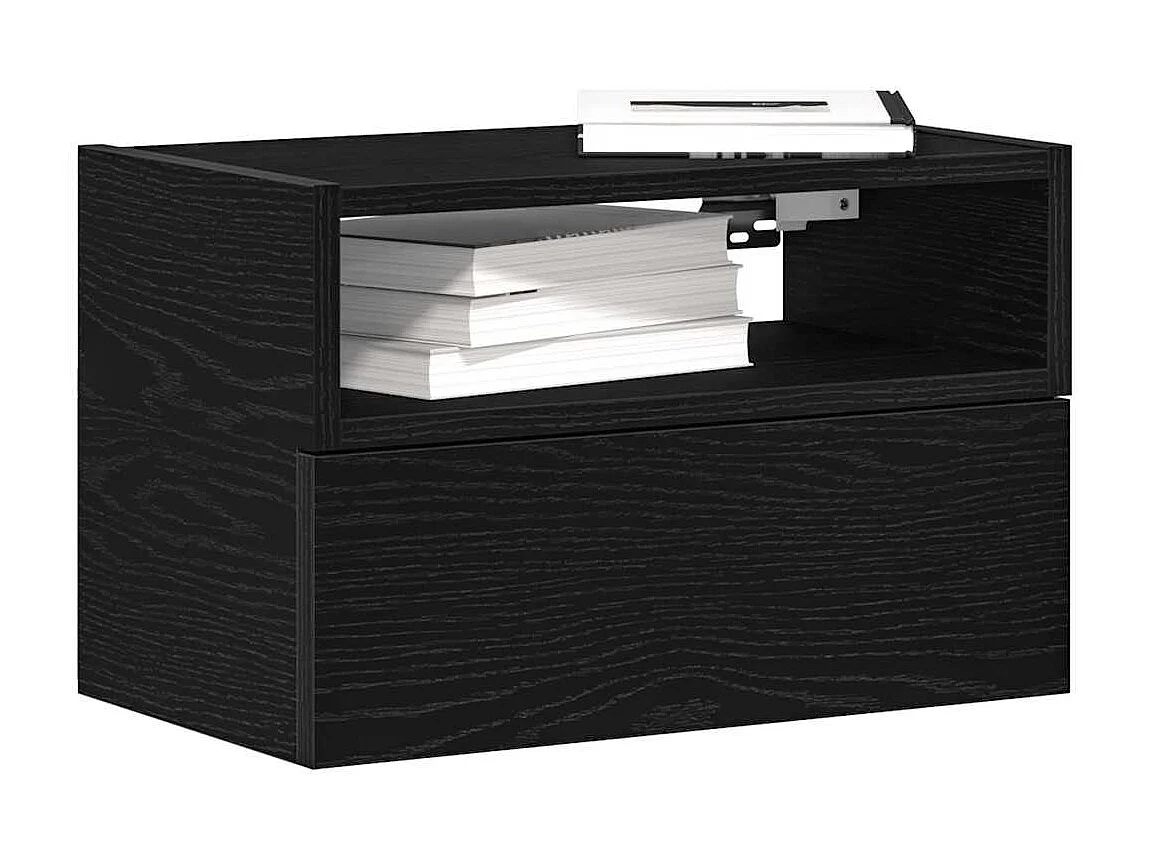 Nachttisch hängend 2er Set | Wand-Nachttische Schwarz 45x26x28,5 cm SHL48698