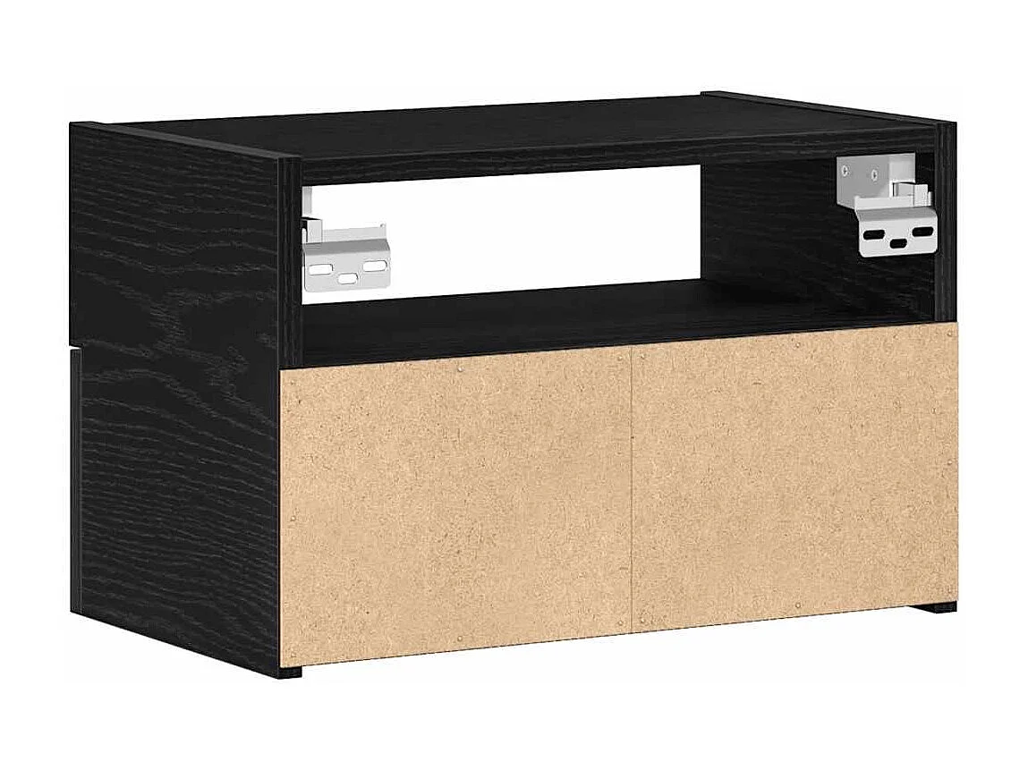 Nachttisch hängend 2er Set | Wand-Nachttische Schwarz 45x26x28,5 cm SHL48698